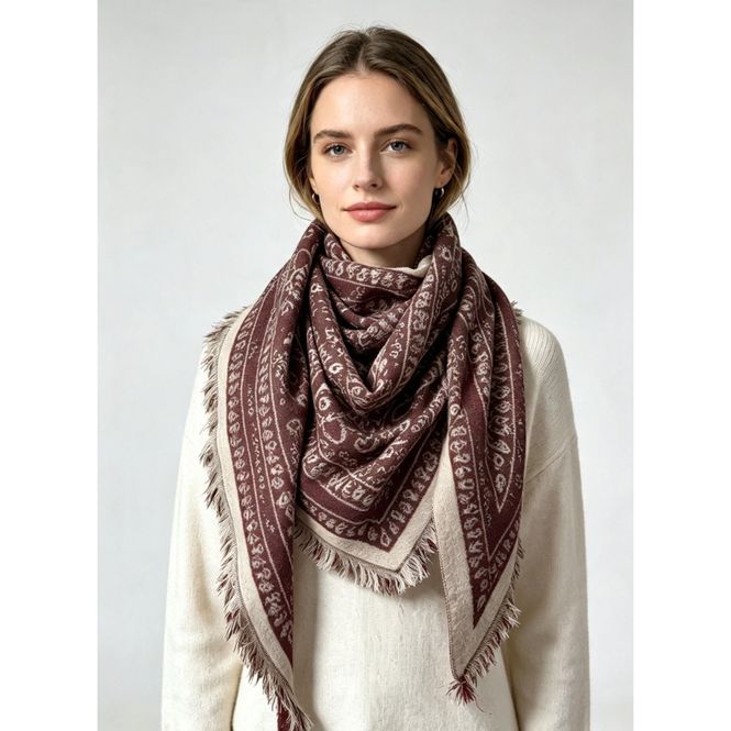 Hovedbilde 7152 Trekantskjerf ullmix - brun
