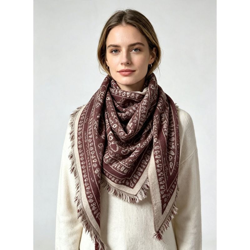 7152 Trekantskjerf ullmix - brun