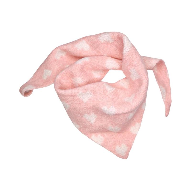 ZY1209  Lite skjerf ullmix hjerter - rosa