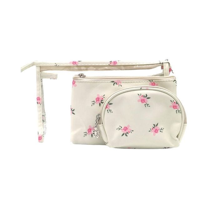 Hovedbilde Sminkepung 3pk blomstret - beige 1STK igjen