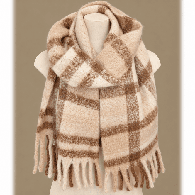 Hovedbilde A017 Fluffyskjerf ullmix - beige/brun