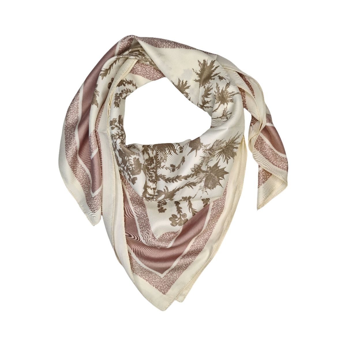 FJ309 Firkantet skjerf 90x90cm - beige/rosa