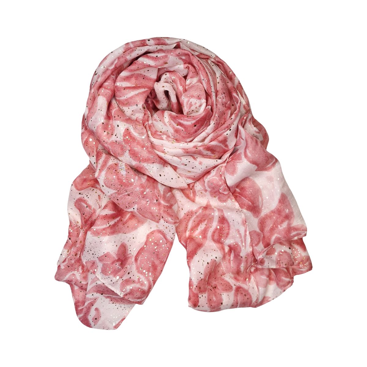 C279 Skjerf viscose/bomull print - rosa