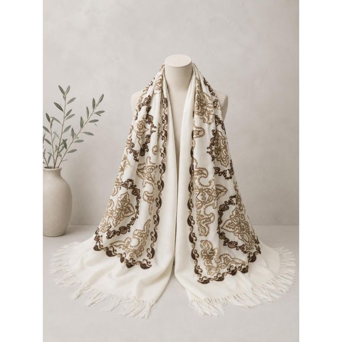 Hovedbilde RE-X29 Skjerf mellomtykk viscose m/broderi - ...