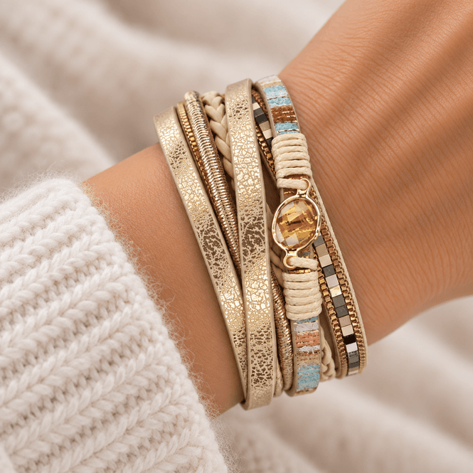 Hovedbilde Armbånd beige/gull 2122