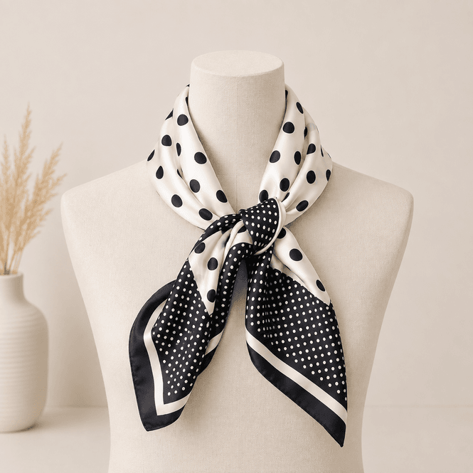 Hovedbilde RE-JS47 Lite skjerf polka silke/viscose - sort