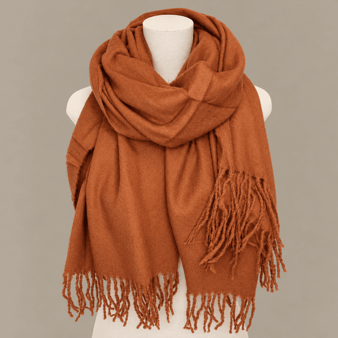 Hovedbilde RE8118 Ensfarget skjerf mellomtykk - tobacco brun