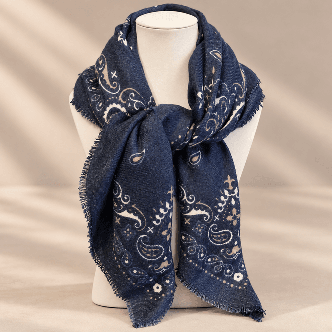 Hovedbilde FA37299 Lite skjerf ull & viscose - marine blå