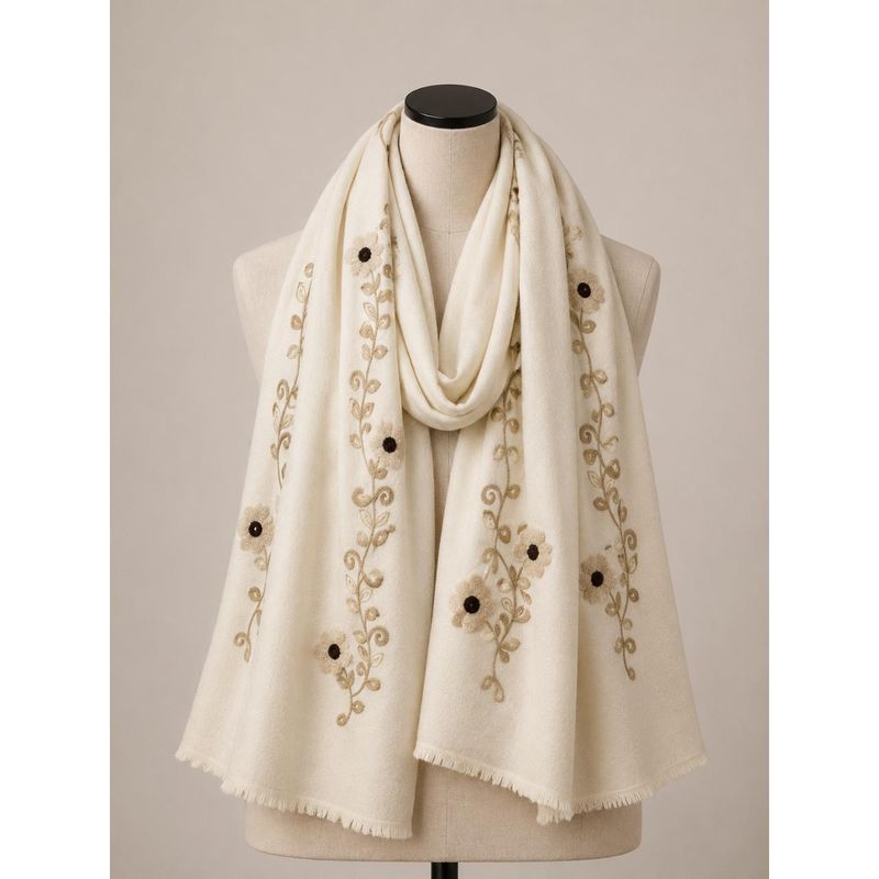 RE-L46 Skjerf mellomtykk viscose - offwhite/beige
