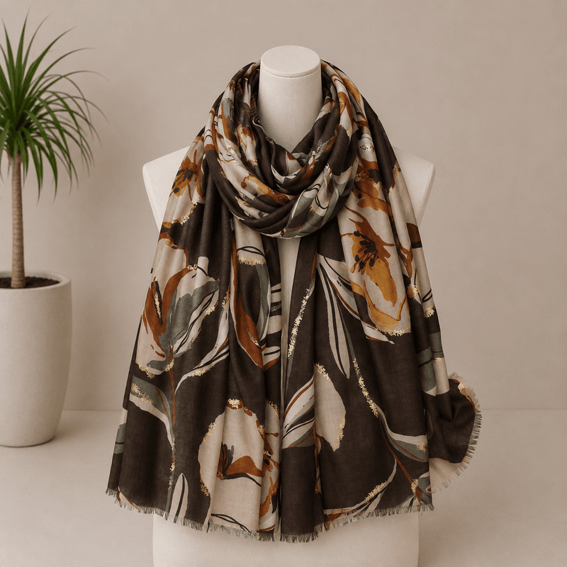C318 Skjerf viscose  - brun