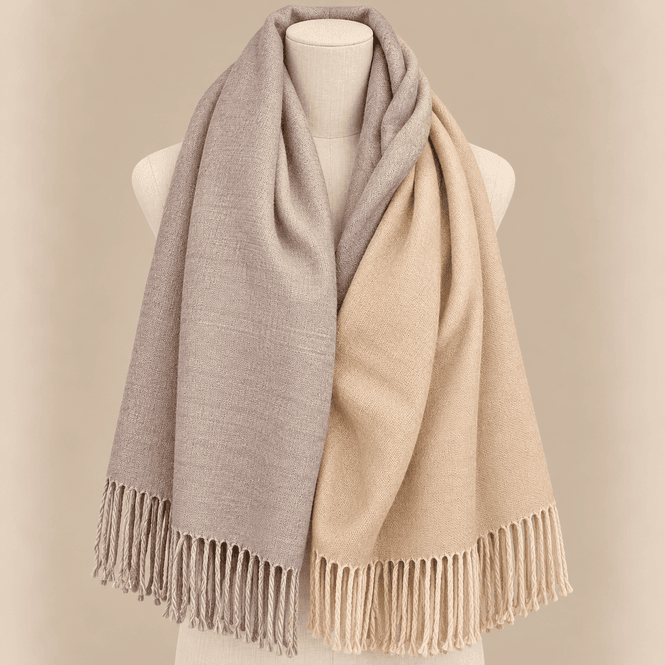 Hovedbilde Tofarget skjerf viscose - taupe/beige